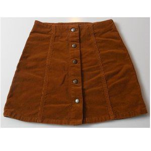 TOPSHOP Corduroy Button Mini Skirt Sz 2 in Rust